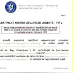 Certificatului de Situaţie de Urgenţă tip 2