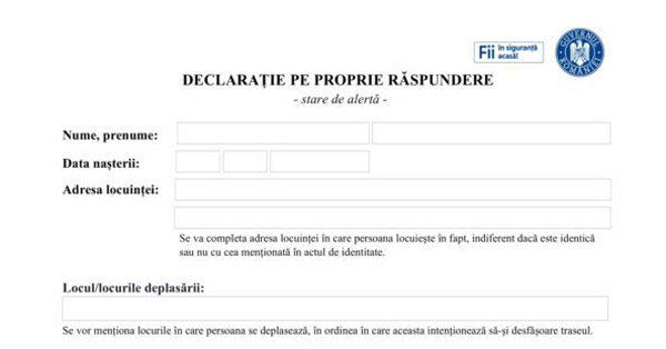 declarația pe proprie răspundere