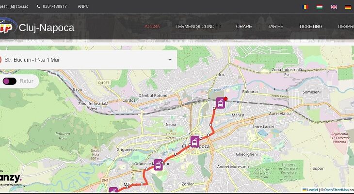 Digitalizare în transportul public din Cluj-Napoca. Hartă cu poziția în timp real a vehiculelor